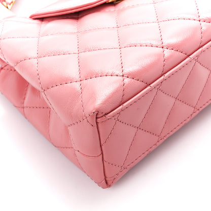 Chanel Shiny Aged Calfskin Quilted Nano Kelly Shopper Coral Pink 9 of 10