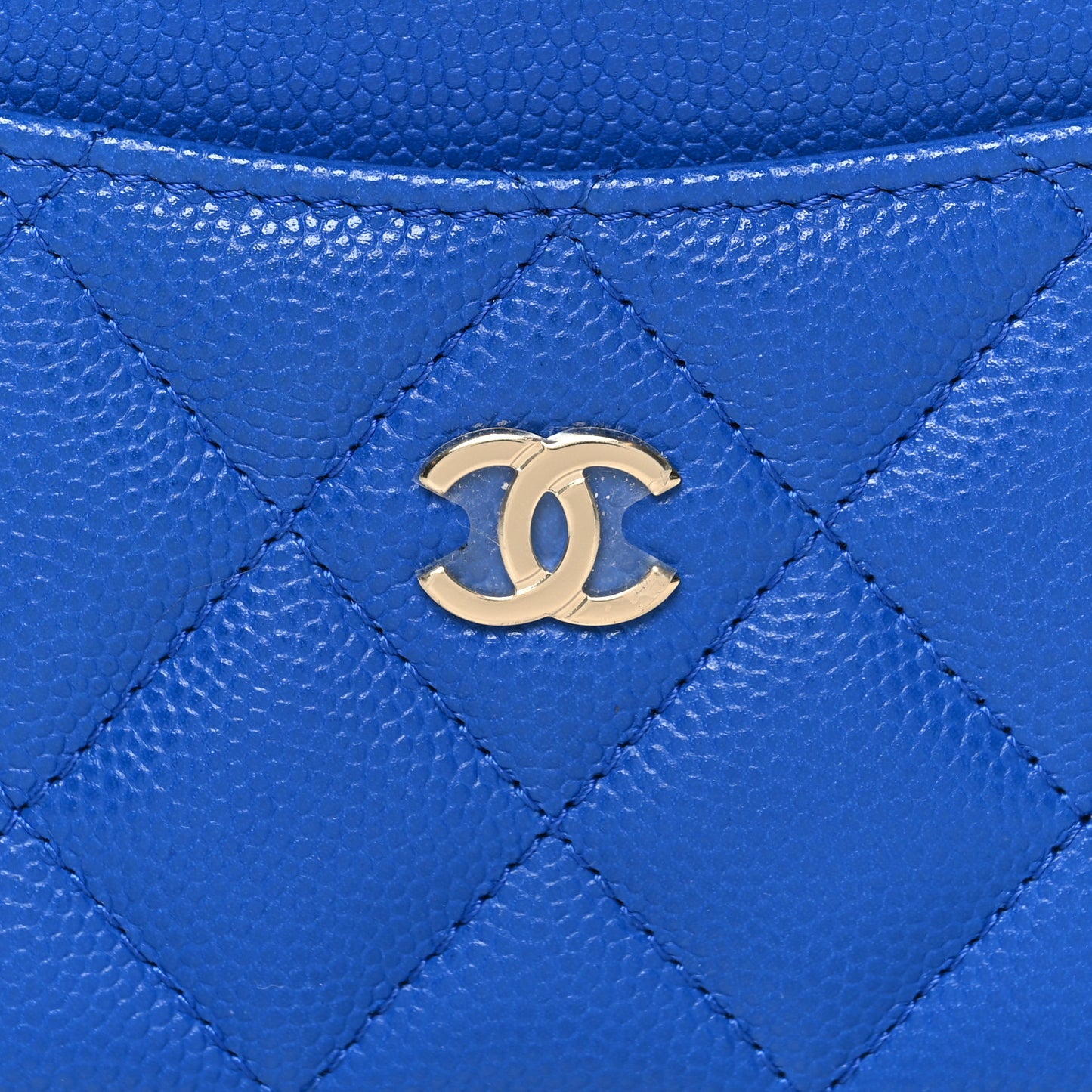 Caviar Quilted Card Holder Blue