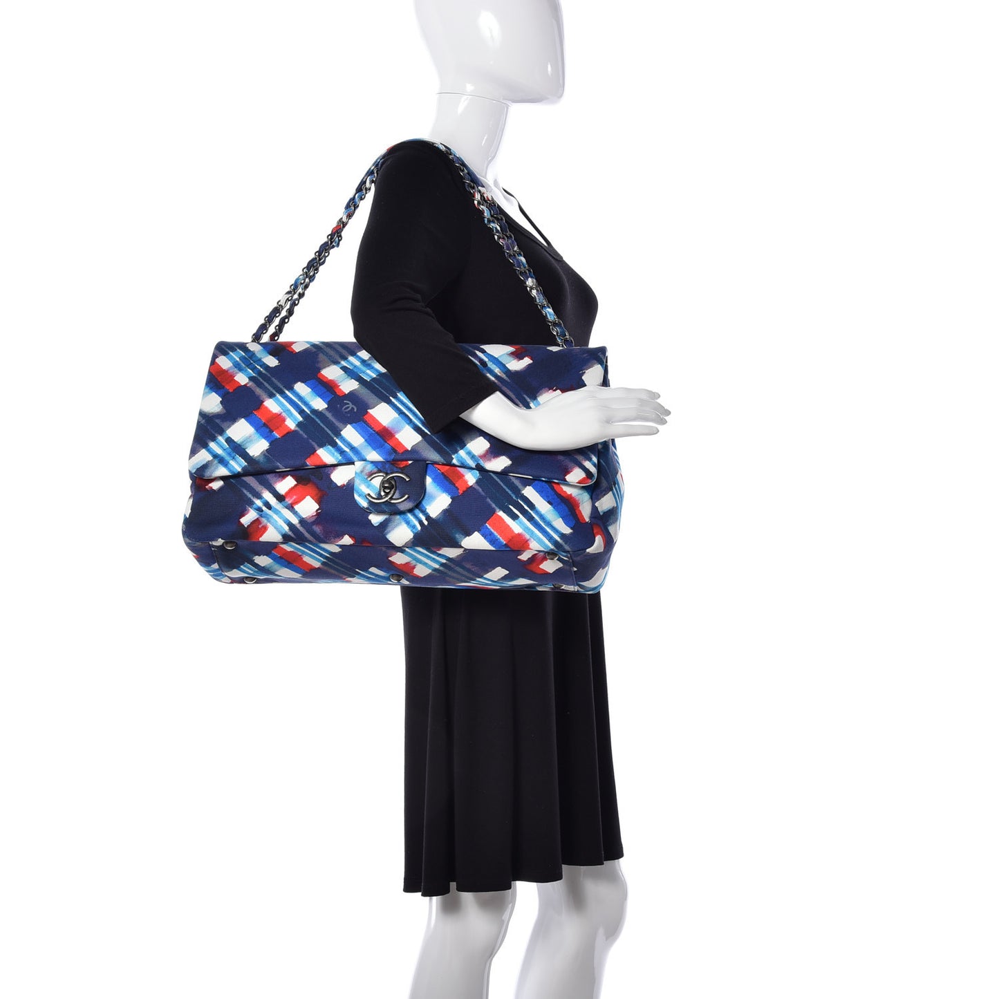 Canvas Airline Printed XXL Travel Flap Bag Blue Red White