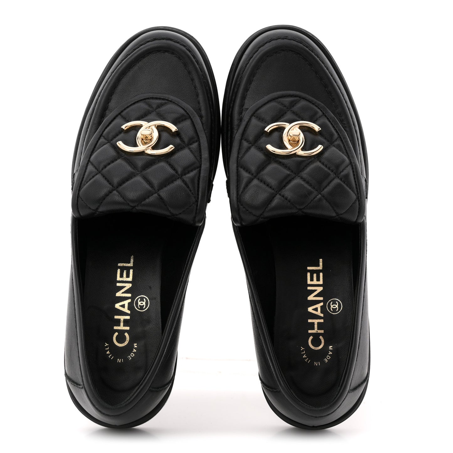 Lambskin Quilted CC Turnlock Loafers 36.5 Black