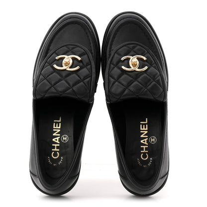 Chanel Lambskin Quilted CC Turnlock Loafers 36.5 Black 2 of 11