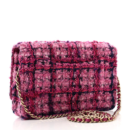 Chanel Tweed Quilted Wallet On Chain WOC Fuchsia Purple 2 of 12