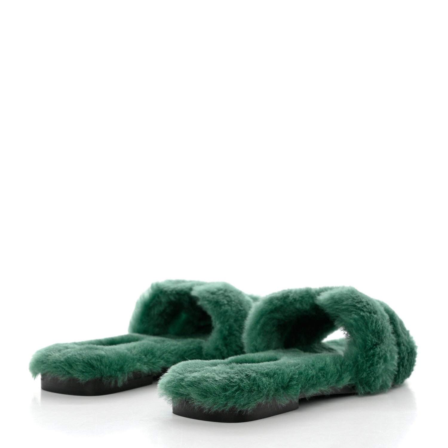Hermes Woolskin Oran Sandals 36 Vert Anglais 4 of 8
