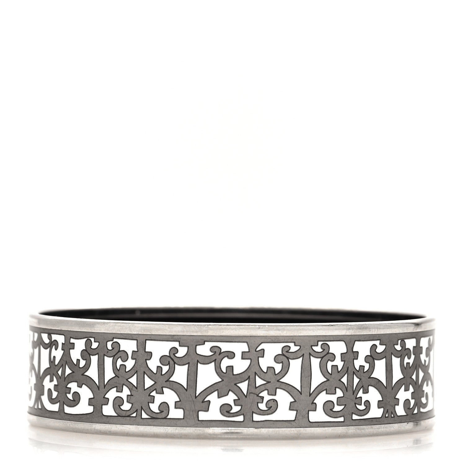 Hermes Enamel Printed Wide Balcons du Guadalquivir Bracelet 65 Silver 1 of 6