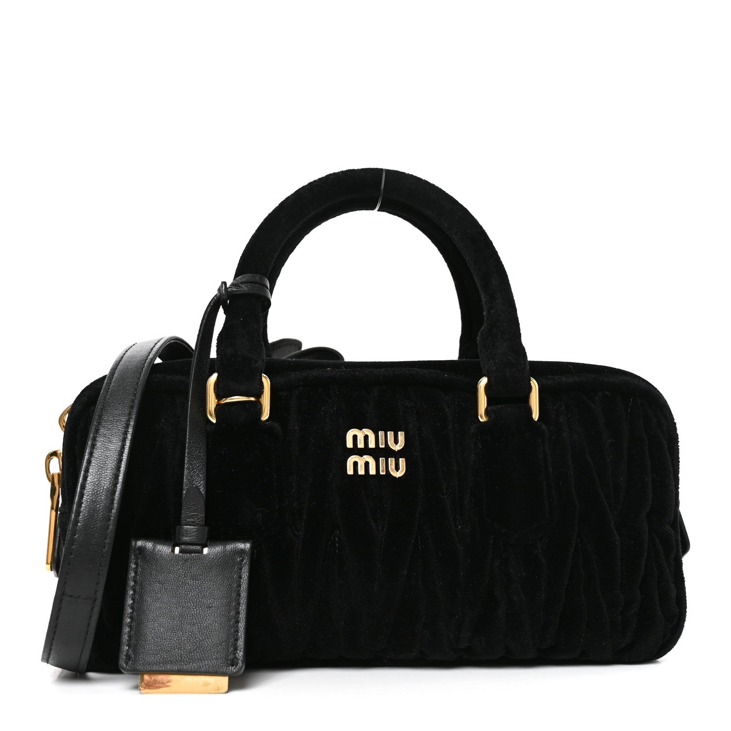 Miu Miu Velvet Matelasse Regular Arcadie Top Handle Bag Black 1 of 8