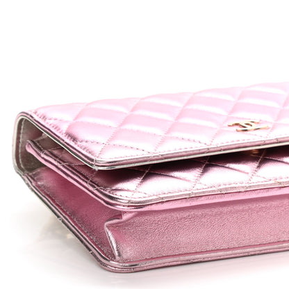 Chanel Gradient Metallic Lambskin Quilted Like A Wallet Wallet On Chain WOC Gold Pink 10 of 11