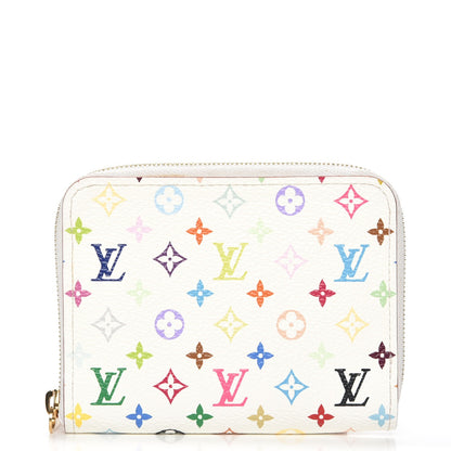 Louis Vuitton Monogram Multicolor Zippy Coin Purse Wallet White Litchi 1 of 7
