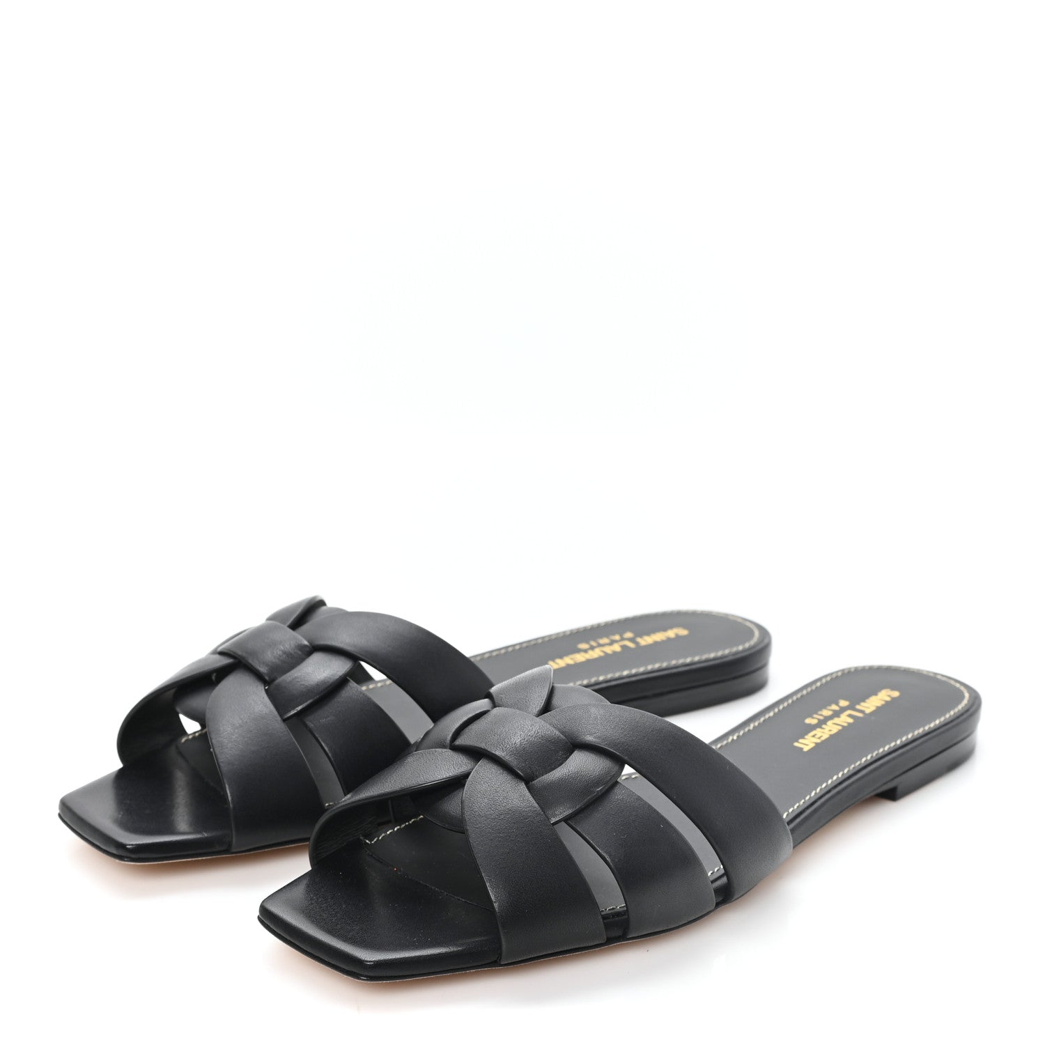 Saint Laurent Calfskin Tribute 05 Slide Sandals 38 Black 4 of 10