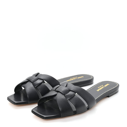 Saint Laurent Calfskin Tribute 05 Slide Sandals 38 Black 4 of 10