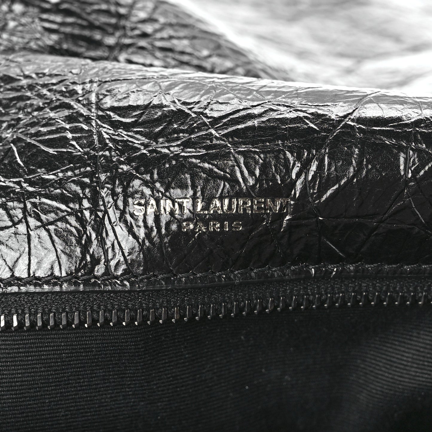 Crinkled Calfskin Matelasse Monogram Medium Niki Chain Satchel Black
