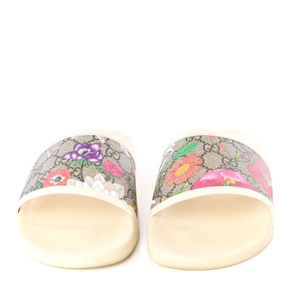 Gucci GG Supreme Monogram Flora Pursuit Slide Sandals 40 White 3 of 9