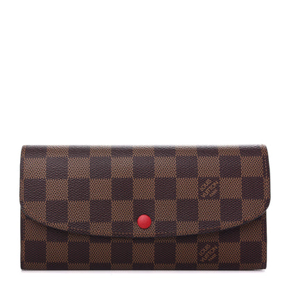 Louis Vuitton Damier Ebene Emilie Wallet Red 1 of 8
