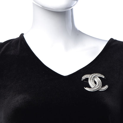 Chanel Baguette Crystal CC Brooch Silver 2 of 5