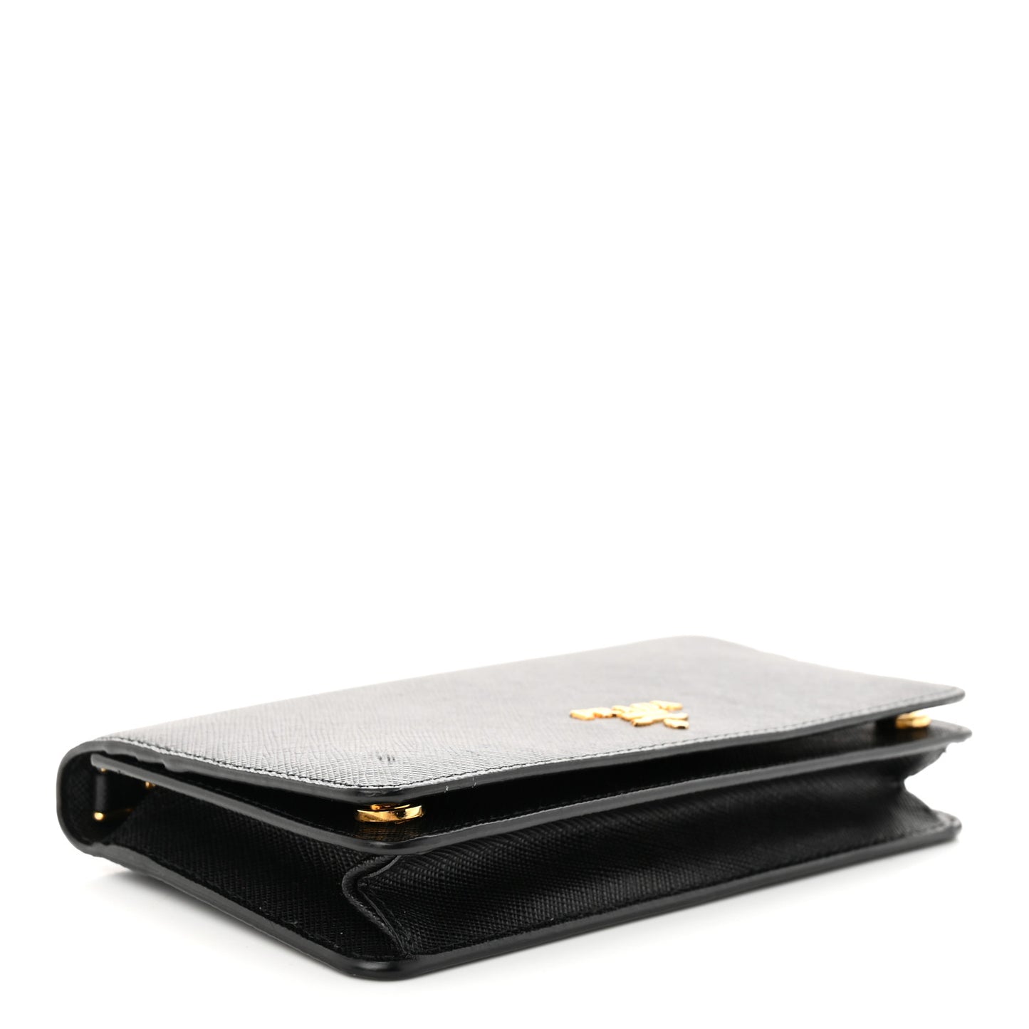 Saffiano Metal Phone Wristlet Crossbody Wallet Black