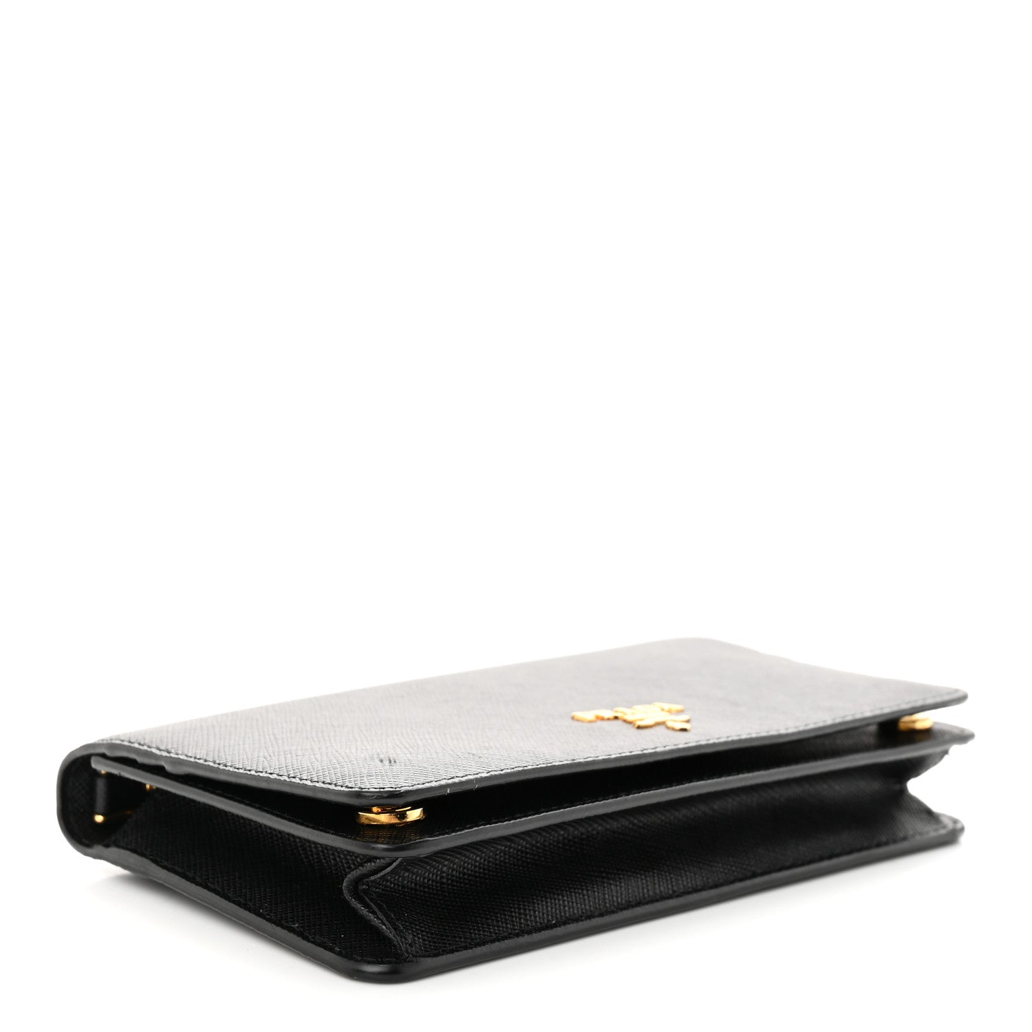 Prada Saffiano Metal Phone Wristlet Crossbody Wallet Black 4 of 10