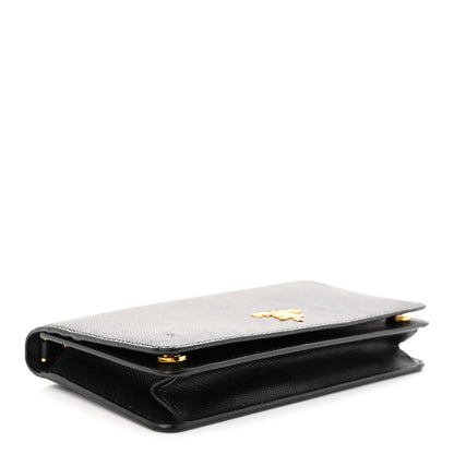Prada Saffiano Metal Phone Wristlet Crossbody Wallet Black 4 of 10