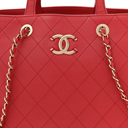 Chanel Calfskin Stitch Medium Ring My Bag Shopping Tote Red 8 of 13
