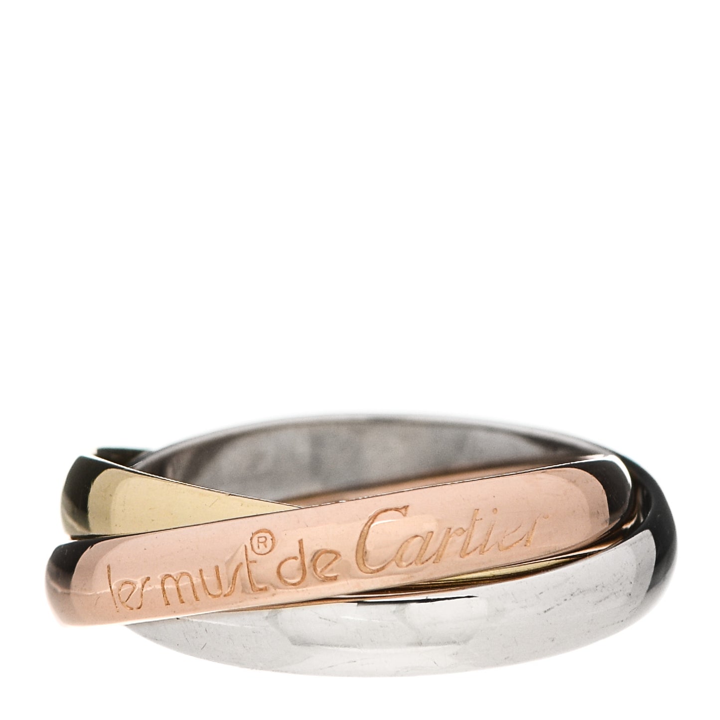 18K Pink Yellow White Gold Classic Les Must De Cartier Trinity Ring 52 6