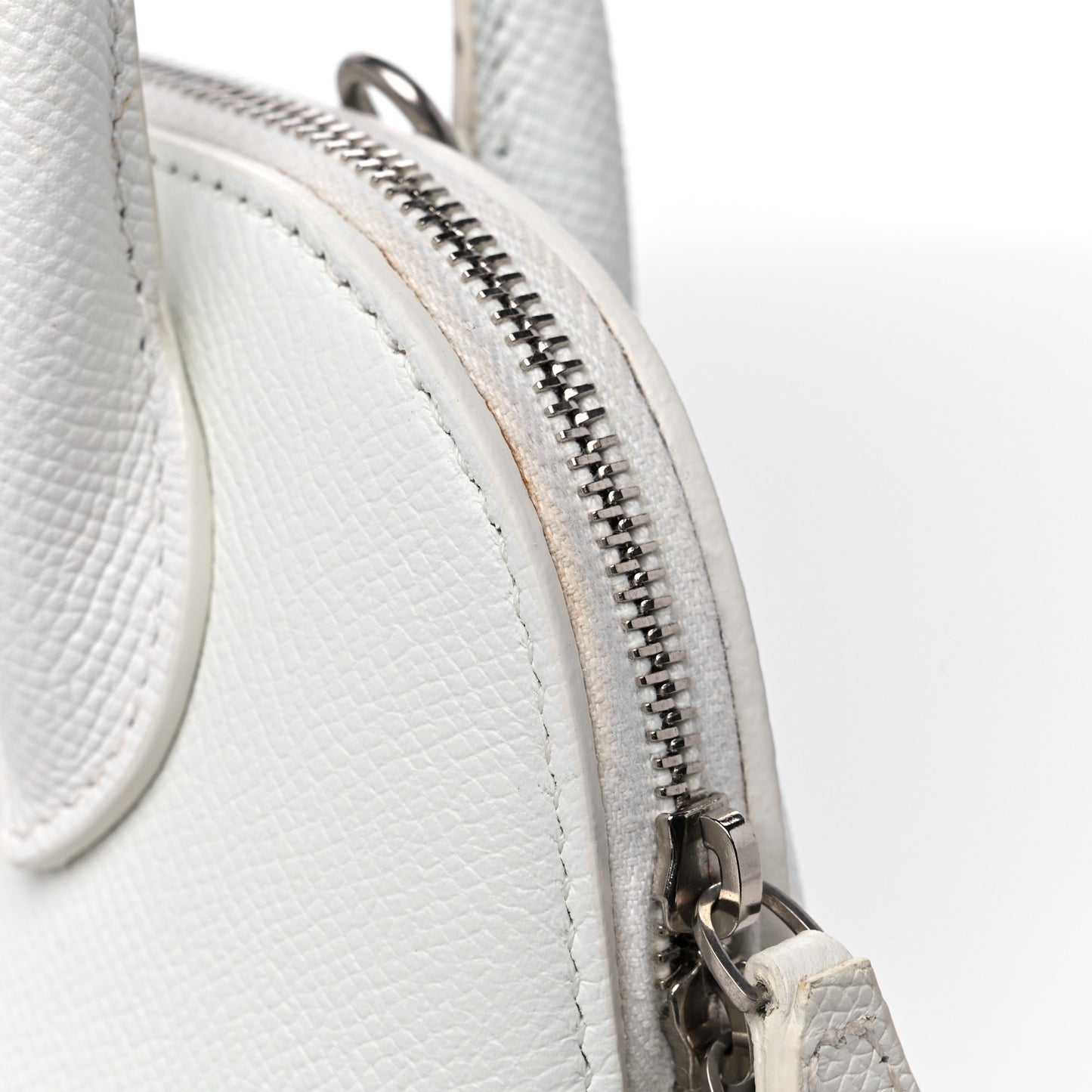 Grained Calfskin XXS Ville Top Handle Bag White Black