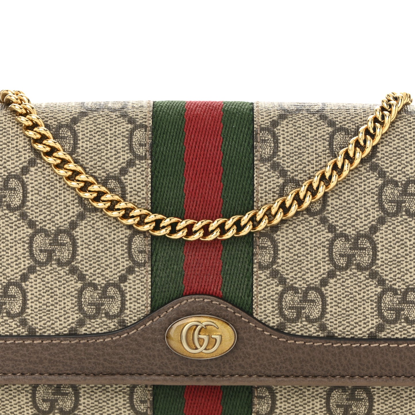 GG Supreme Monogram Web Ophidia Wallet On Chain Brown