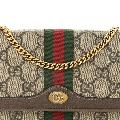Gucci GG Supreme Monogram Web Ophidia Wallet On Chain Brown 8 of 12