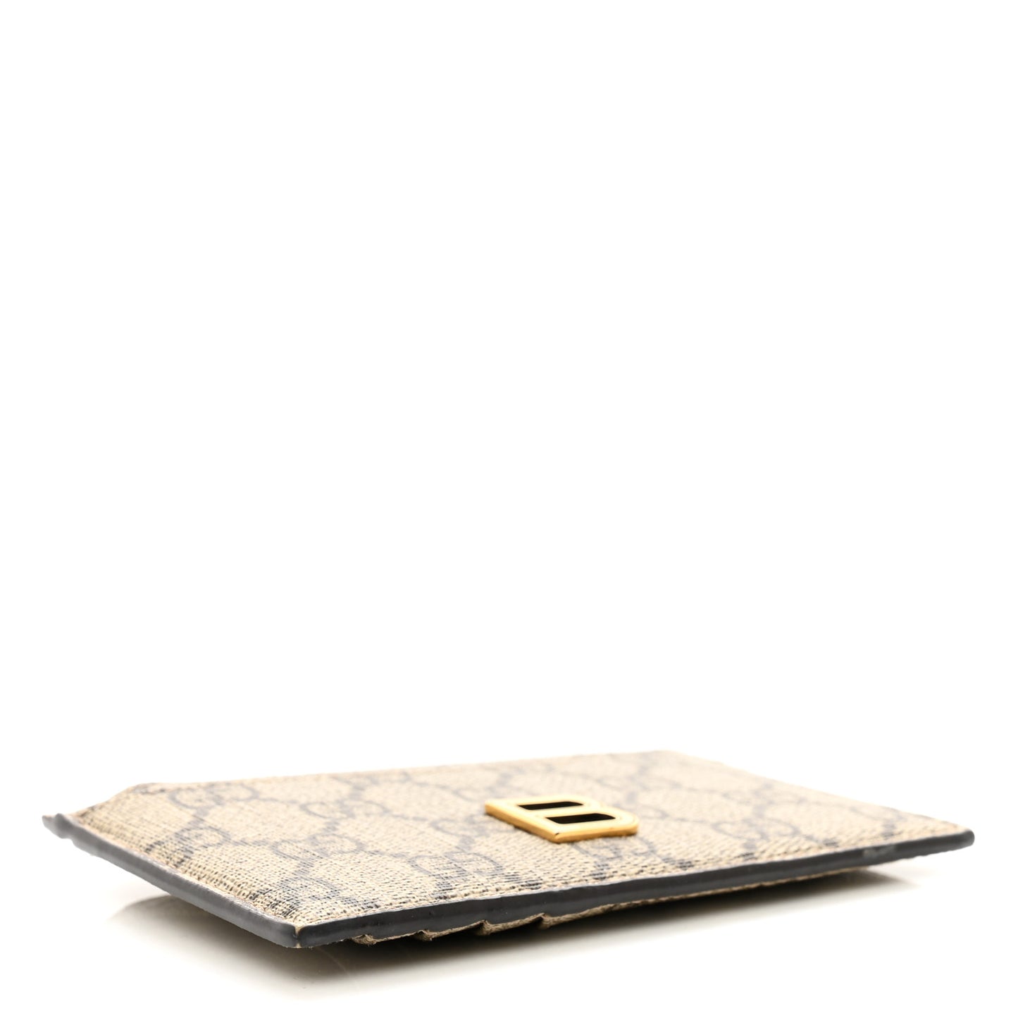 X BALENCIAGA GG Supreme Monogram Zip Card Case Beige Ebony