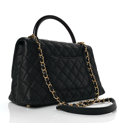 Chanel Caviar Lizard Embossed Quilted Small Coco Handle Flap Black 3 of 9