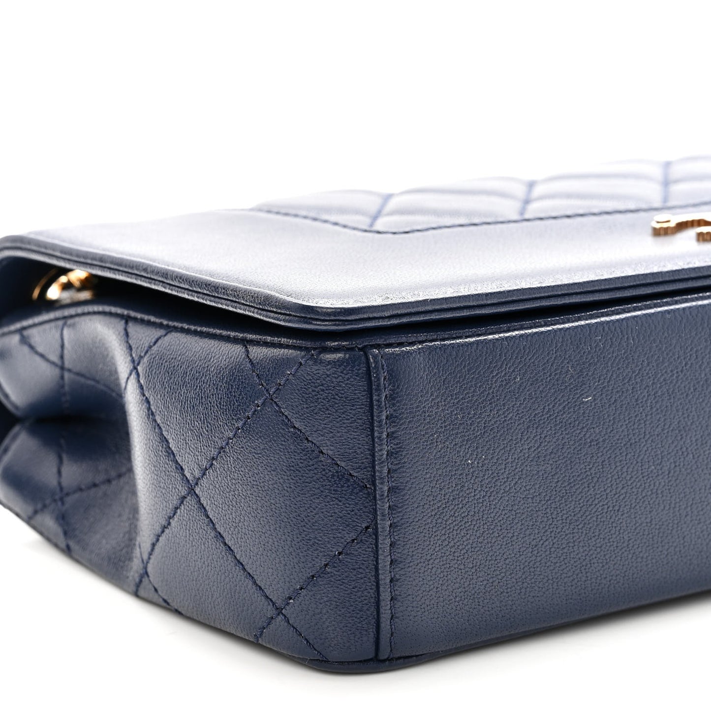 Sheepskin Quilted Medium Vintage Mademoiselle Flap Dark Navy