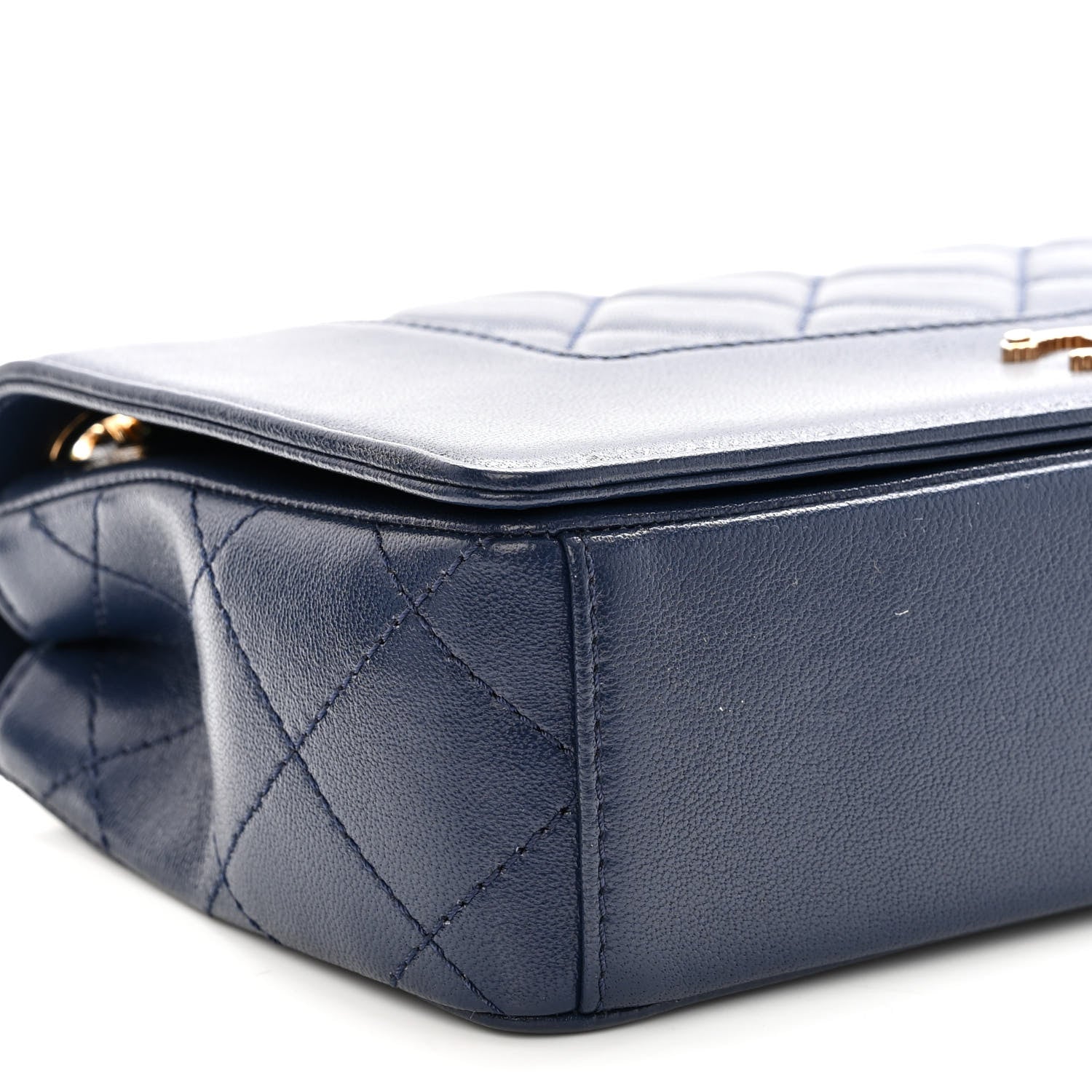 Chanel Sheepskin Quilted Medium Vintage Mademoiselle Flap Dark Navy 9 of 10