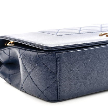 Chanel Sheepskin Quilted Medium Vintage Mademoiselle Flap Dark Navy 9 of 10