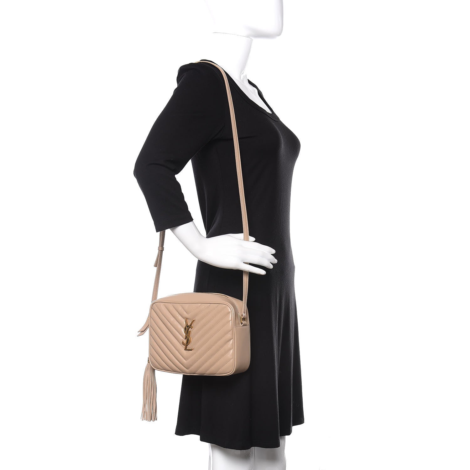 Saint Laurent Calfskin Matelasse Monogram Lou Camera Bag Dark Latte 2 of 11
