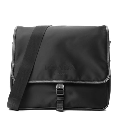 Prada Tessuto Nylon Saffiano Logo Messenger Bag Black 1 of 6