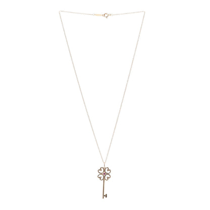 Tiffany 18K Rose Gold Pink Sapphire Quatra Key Pendant Necklace 3 of 6
