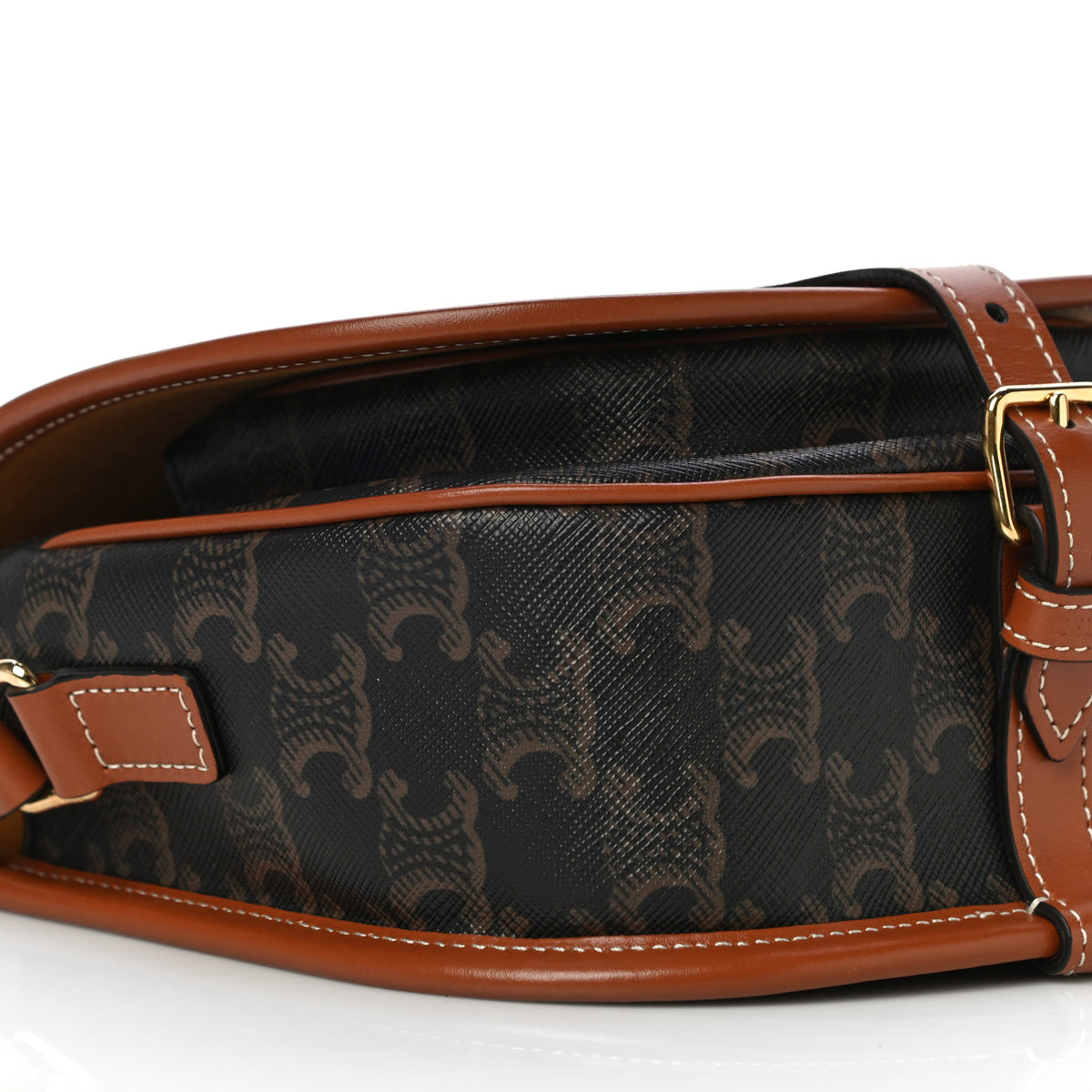 Celine Triomphe Canvas Medium Folco Bag Tan 7 of 13