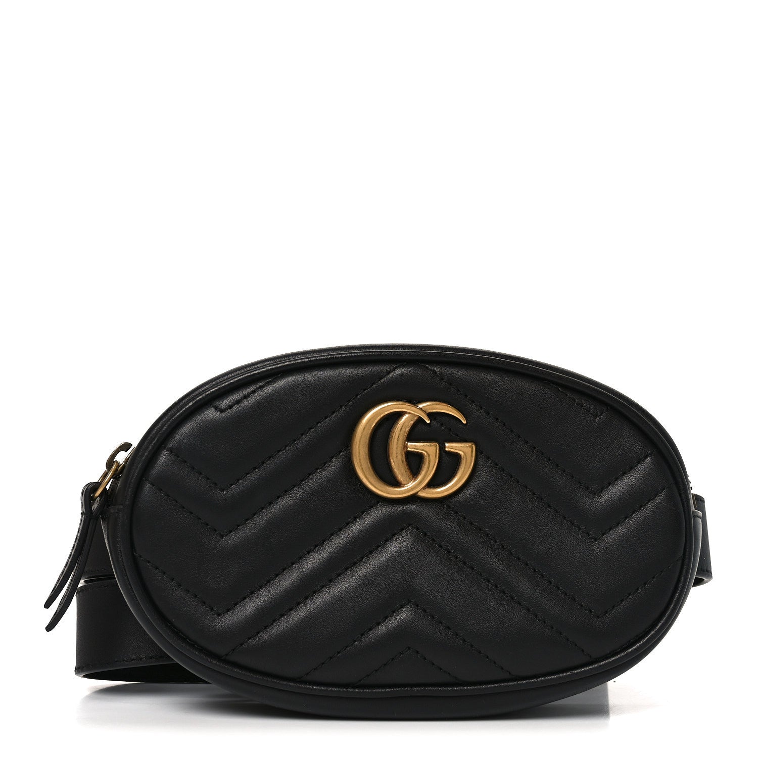 Gucci Calfskin Matelasse GG Marmont Belt Bag 85 34 Black 1 of 10