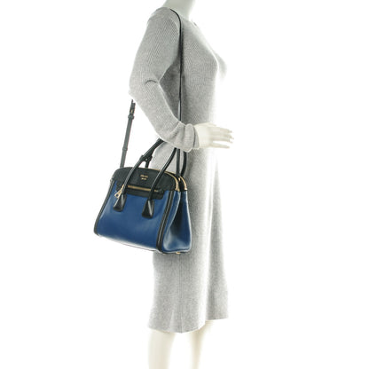 Prada City Calf Saffiano Bi-Color Tote Bluette Black 2 of 9