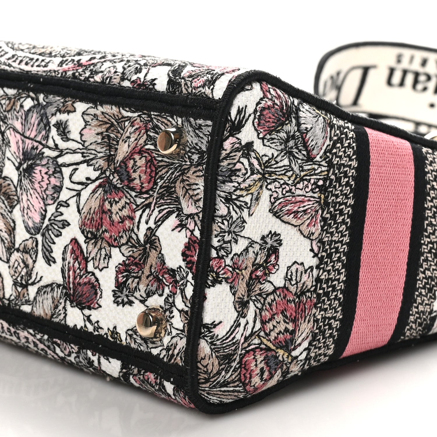Christian Dior Canvas Embroidered Medium Butterfly Around The World Lady D-Lite White Pastel Pink 9 of 9