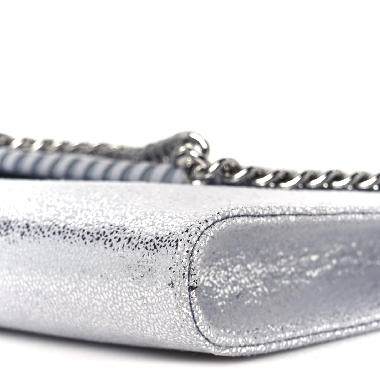Metallic Shaggy Deer Mini Falabella Crossbody Bag Silver