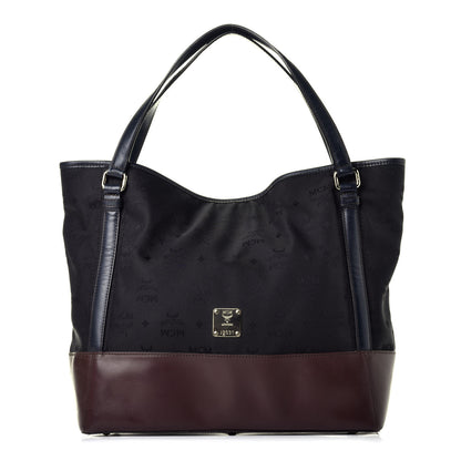 MCM Nylon Monogram Calfskin Shopper Tote Black 1 of 9