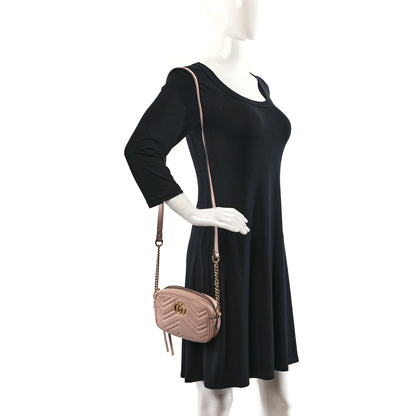 Gucci Calfskin Matelasse Mini GG Marmont Chain Shoulder Bag Perfect Pink 2 of 11