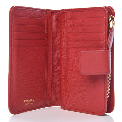 Prada Saffiano Compact Wallet Fuoco 6 of 11