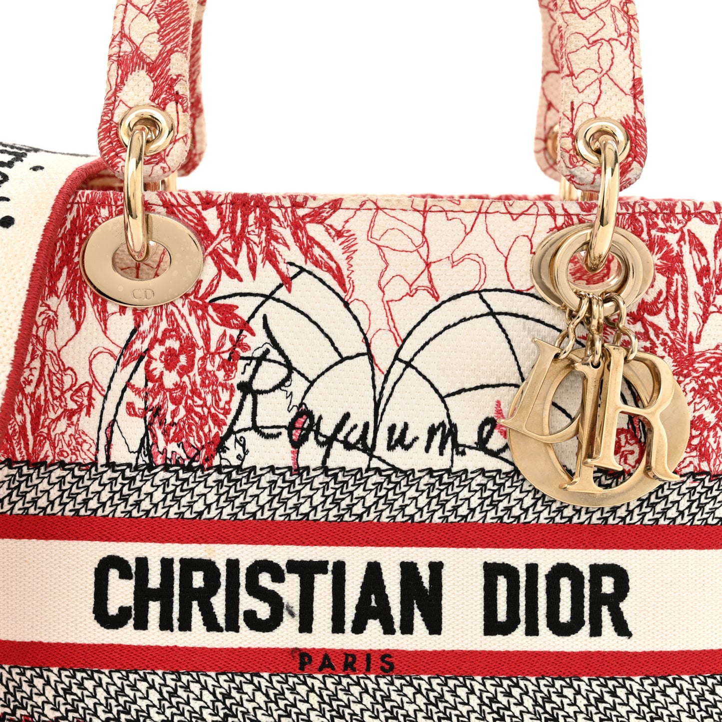 Canvas Embroidered Medium Dioramour D-Royaume Lady D-Lite Red Multicolor