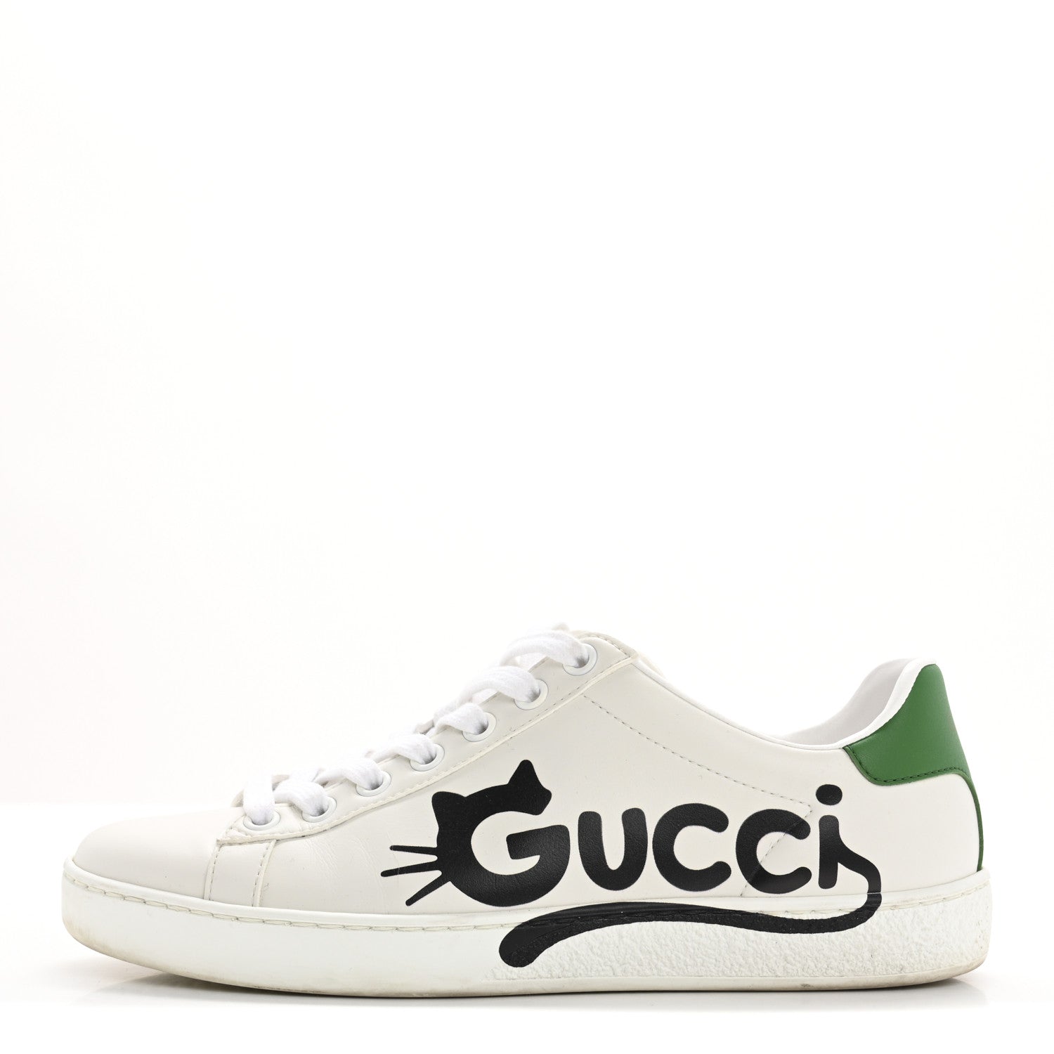 Gucci Calfskin Cat Womens Ace Sneakers 35 White 1 of 14
