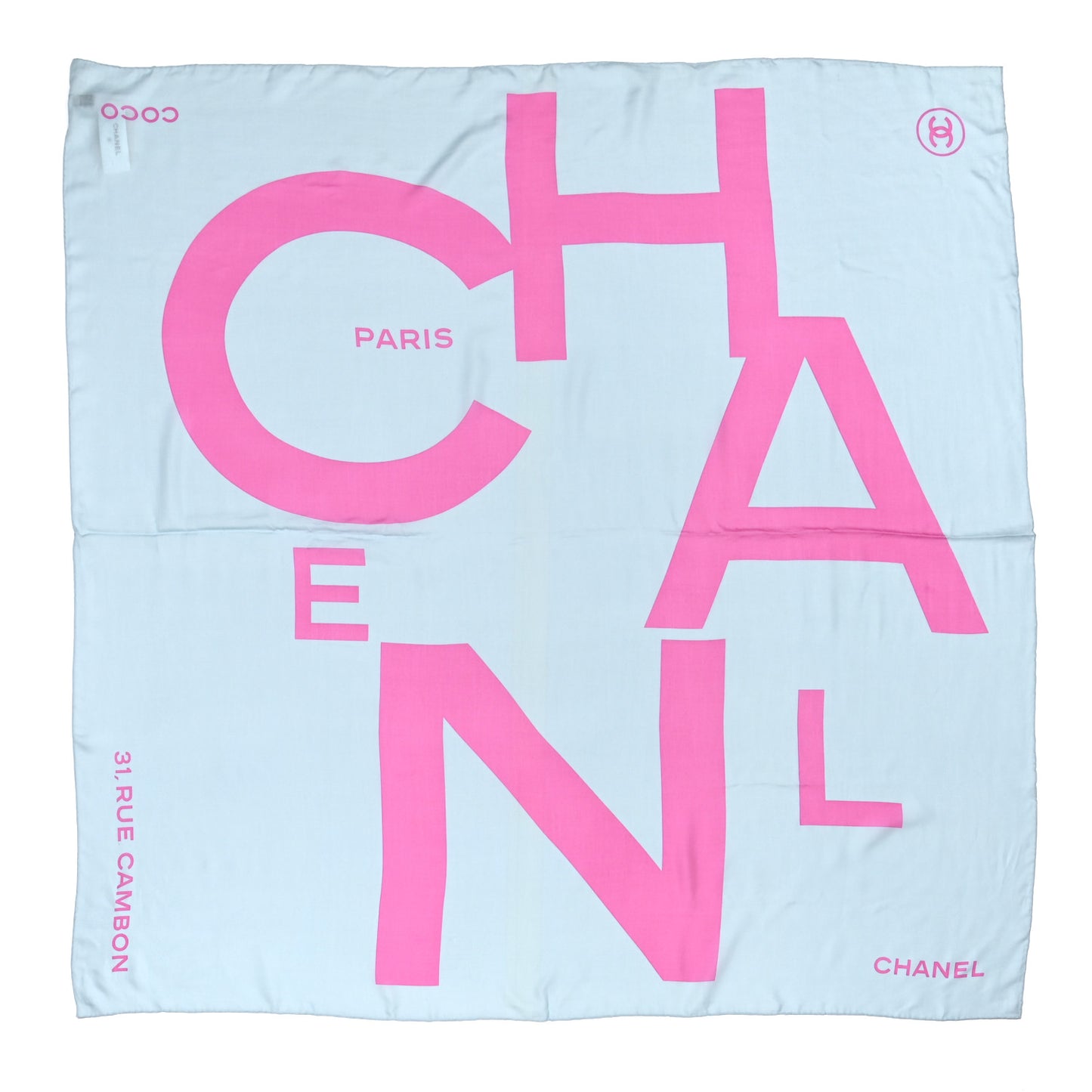 Silk CC Square Scarf Grey Pink