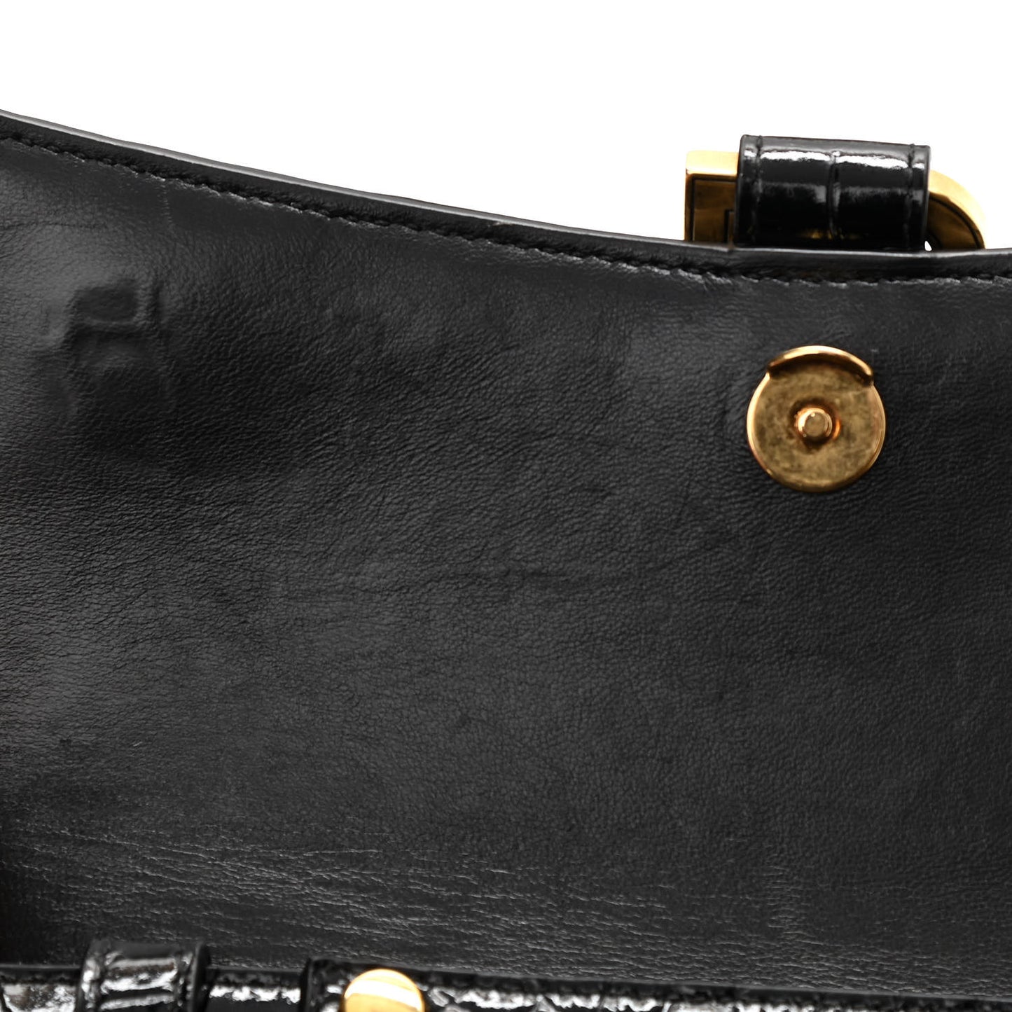 Shiny Calfskin Crocodile Embossed Hourglass Chain Bag Black