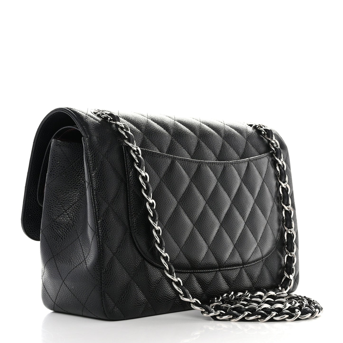 Caviar Quilted Jumbo Double Flap Black