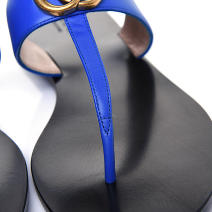 Gucci Calfskin GG Marmont Thong Sandals 38.5 Shiny Electric Blue 13 of 16