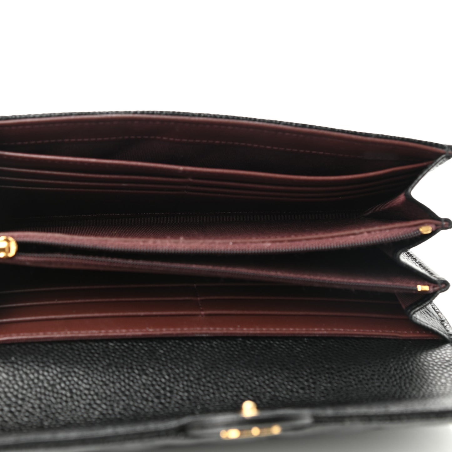 Caviar Quilted Large Gusset Flap Wallet Black