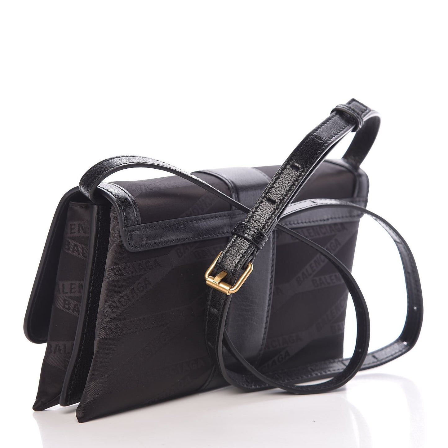 Jacquard Nylon Calfskin Shift Wallet On Strap Black