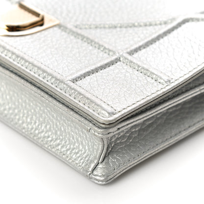 Christian Dior Metallic Grained Calfskin Diorama Wallet on Chain Pouch Silver 9 of 10